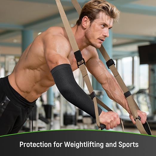 Elbow Compression Sleeve, Snug Fit, Full Arm Coverage, Small | Soft Breathable Tennis & Golfers Elbow Brace for All Day Comfort, Full Arm Coverage for Complete Support