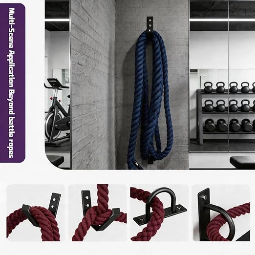Battle Rope Anchor, Resistance Band Wall Anchor, Heavy Duty Wall Mount Bracket for 20-60ft 1-2.5in Battle Ropes