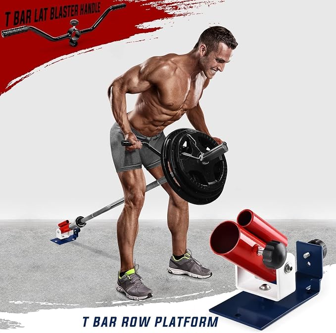 Yes4All Exercise Machine Adjustable T Bar Row Attachment, D Row Handle/Landmine Handle Attachment with Textured Rubber Handles