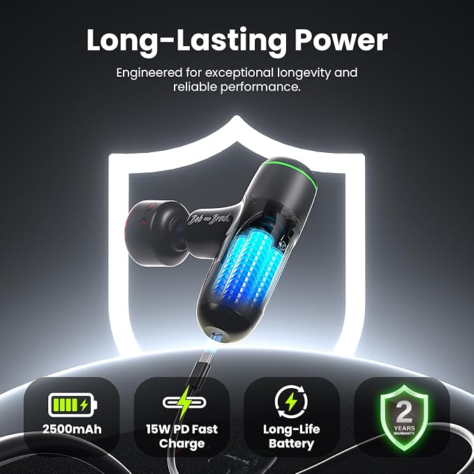 BOB AND BRAD Q2 Ultra Max Mini Massage Gun, Deep Tissue Back Handheld Massager with Infrared Heat Therapy, 5-11mm Amplitude, FSA Approved Portable Percussion Muscle Massager Gun Fathers Day HSA