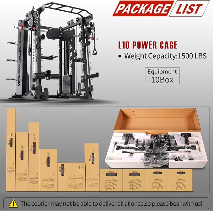 XGSW Smith Machine with Weight Stack, Multi-Function Squat Rack Power Cage with Cable Crossover System, for Home Gym