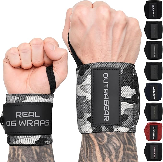 18" OG-Grade Wrist Wraps for Weightlifting – Heavy Duty Wrist Support with Thumb Loop & Lockdown Strap – Wrist Straps for Powerlifting, Bench Press & Gym Training