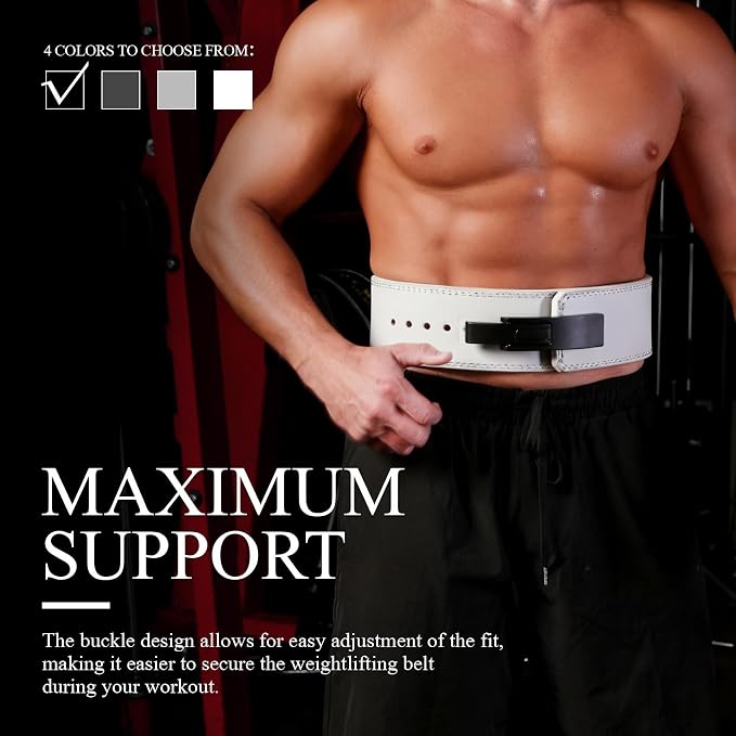 Weight Lifting Belt, 10mm Thick, 4-Inch Wide Heavy Duty Leather Lever Gym Belt, Ideal for Weightlifting, Squats, Deadlifts, Powerlifting, Cross Training and Weight Training