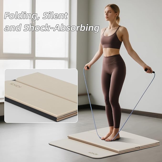 Foldable Yoga Mat Extra Thick 0.32 Inches(8mm) | SGS-certified, odorless POE. Non-slip surface & no curling edges. Great for yoga, Pilates & home gym.