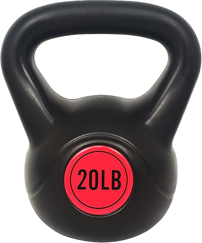 BalanceFrom Vinyl Kettlebell Set, 30/45/50/75 Pound Options – Cement-Filled Strength Training Weights with Ergonomic Grip and Color Coding for Full Body Fitness at Home or Gym