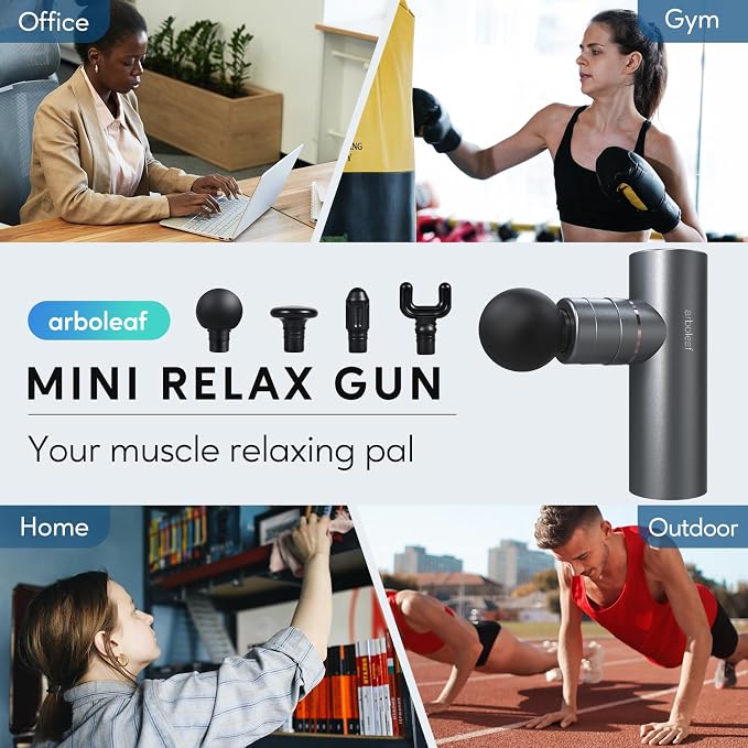 arboleaf Mini Massage Gun Deep Tissue, Portable Percussion Muscle Massager | Compact Full-Metal Design with Quiet Brushless Motor and Carrying Case for Easy Storage, Gym Use, and Travel