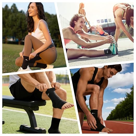 ABIRAM Ankle Brace for Men & Women - Adjustable Compression Sleeve with Wrap, Stability Support & Relief for Sprained Ankle, Plantar Fasciitis & Achilles Tendonitis - Breathable Running & Sports Gear