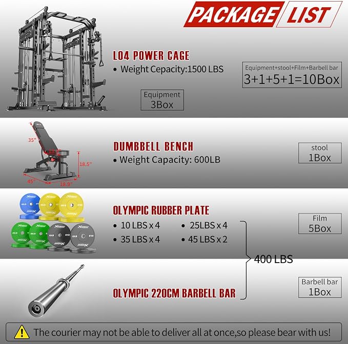 Multi-Purpose Squat Rack,Smith Machine Weight Rack Set with Cable Crossover System, Home Gym Power Racks, Power Racks and Packages