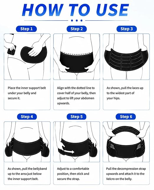 cauzyart Maternity Belly Band for Pregnant Women, Adjustable Pregnancy Support Belt for Pelvic & Back Pain Relief, Lightweight Waist & Hip Brace (Size: M/L, Black)
