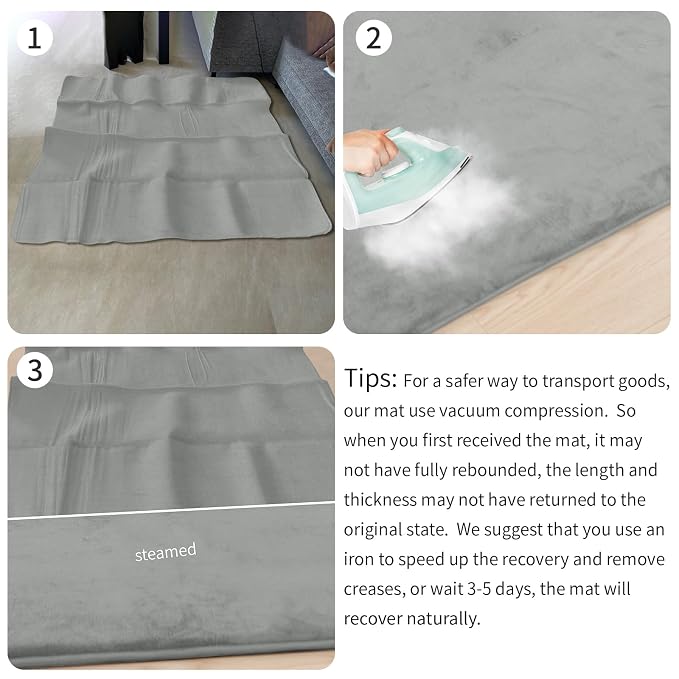 Baby Play Mat for Floor,1.3" Thick Elasti-Foam 50"×50" Playpen Mat for Tummy Time,Water Repellent Soft Coral Velvet for Toddler,Infant,Kids,Non-Slip Backing Safe for Crawling(Light Gray)