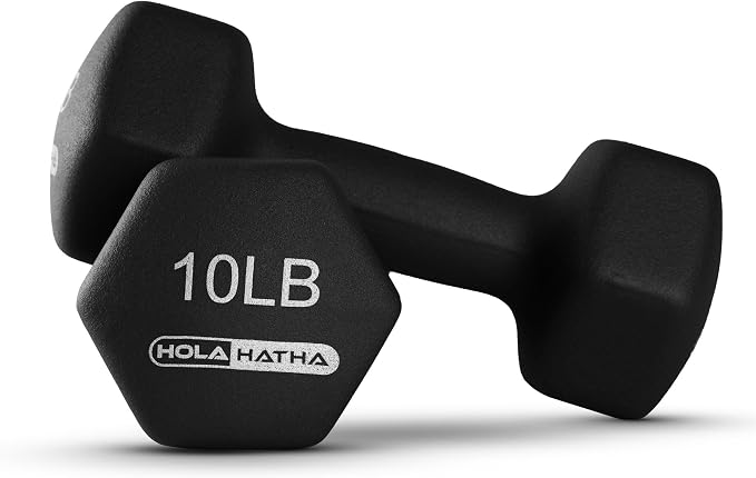 HolaHatha 1, 2 and 3 lb Neoprene Dumbbell Strength Training Weight Set with Rack