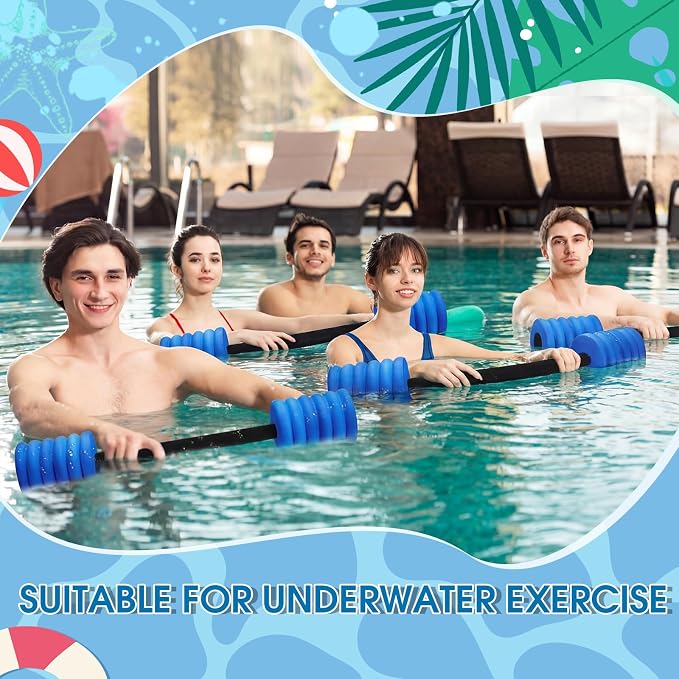 Soulchen Long Aquatic Exercise Dumbbells Pool Exercise Foam Water Weights Dumbbell Aquatic Pool Barbells with High Density EVA Foam for Swim Water Aerobics Workouts Loss