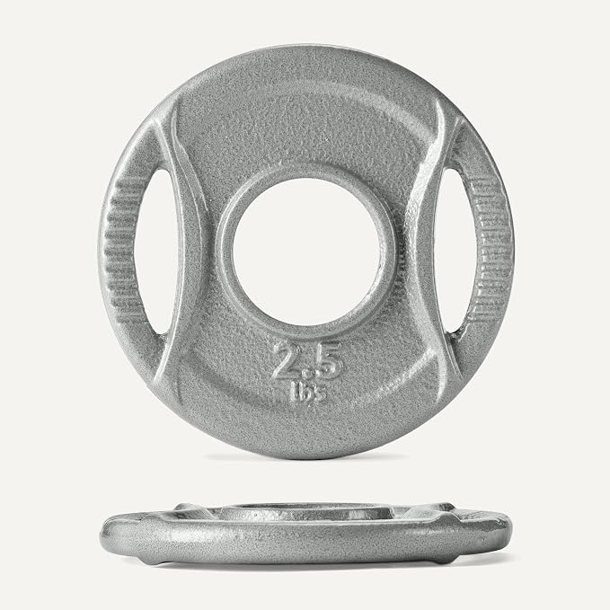 Amazon Basics 2-Inch Olympic Grip Weight Plates, Cast Iron, for Powerlifting, CrossFit & Strength Training