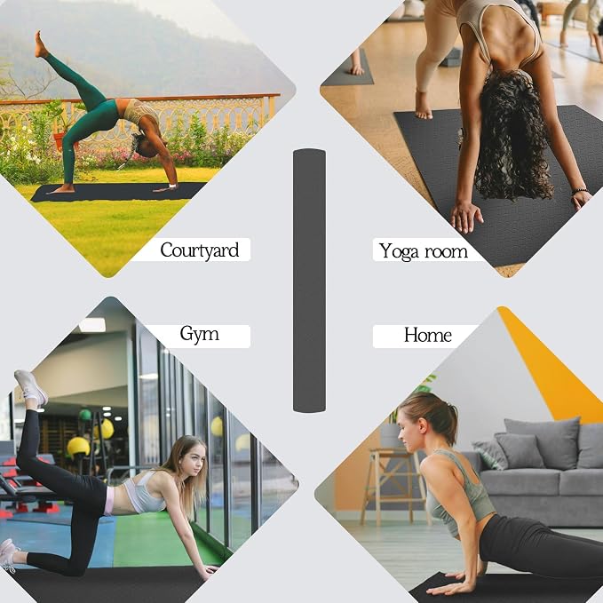 VTORY Extra Large Yoga Mat 6'x 4', (6mm /8mm), Thick Workout Mat | Non-Slip, Durable Exercise Mat for Home , Yoga, Pilates, Stretching