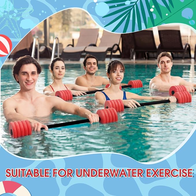 Soulchen Long Aquatic Exercise Dumbbells Pool Exercise Foam Water Weights Dumbbell Aquatic Pool Barbells with High Density EVA Foam for Swim Water Aerobics Workouts Loss