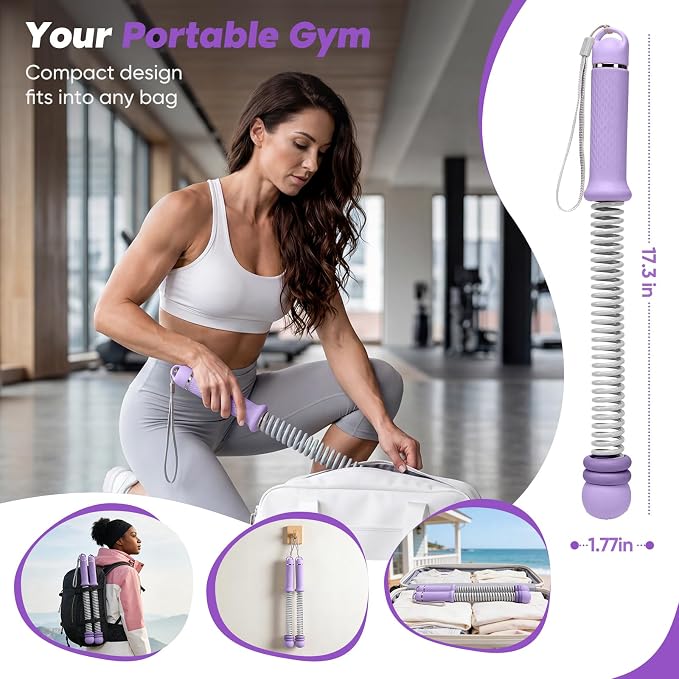 KUZARO Upgrade Weighted Ropeless Battle Ropes for Women, Quiet Adjustable Cordless Battle Ropes for Home Gym HIIT Cardio & Strength Training, Portable Exercise Rope for Arm & Core, Apartment Gear
