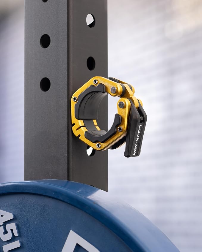 Lock-Jaw Flex Barbell Collars Olympic Barbell Clamps w/Magnet 2 Pcs – Heavy Duty Bar Clamps for 2” & 50mm Olympic Bars – Secure Weight Bar Clamps for Strength Training & Home Gym Accessories