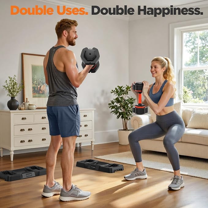 2026 FDB2 Updated Adjustable Dumbbell Set of 2, 5-in-1/10-in-1 Weights Dumbbell Set with Storage Box, 25lbs/55lbs Adjustable Weights with Anti-slip Silicone Grip, Weight Set For Home Gym Suit both Men and Women