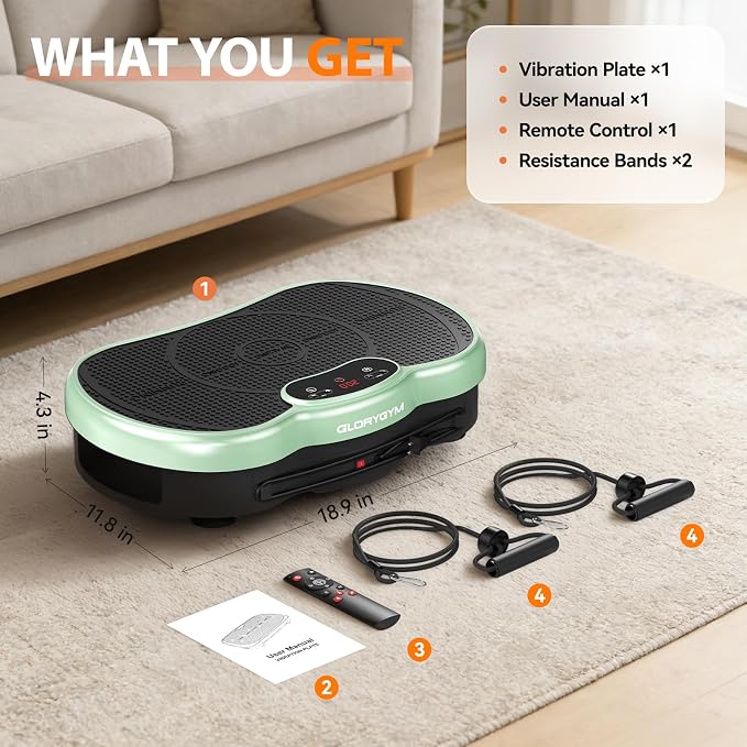 Vibration Plate Exercise Machine for Body Shaker Machine & Weight Loss, Shake Plate with Resistance Bands, 120 Speed Levels, Remote Control, Full Body Workout, Compact Home Gym Equipment