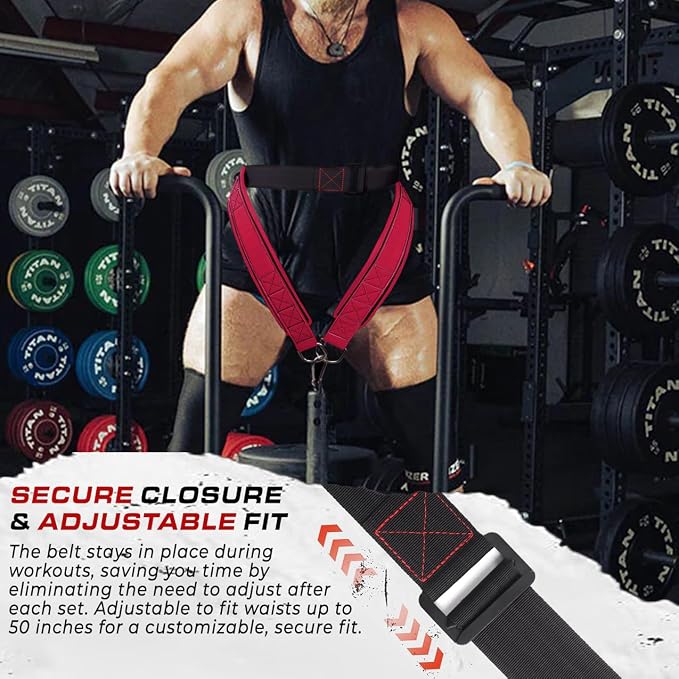Belt for Belt Squats, Rack Attachment & Squat Machine, Weight Lifting&Powerlifting – Back Support, Low-Profile, Padded Hip & Thigh, Secure Buckle, Heavy Duty