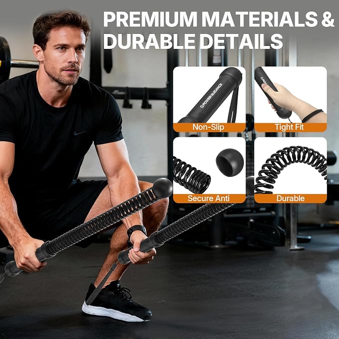 POWER GUIDANCE 2PCS Weighted Ropeless Battle Ropes, Portable Cordless Battle Rope with Non-Slip Handles, Workout Exercise Rope for HIIT, Cardio & Strength,Black