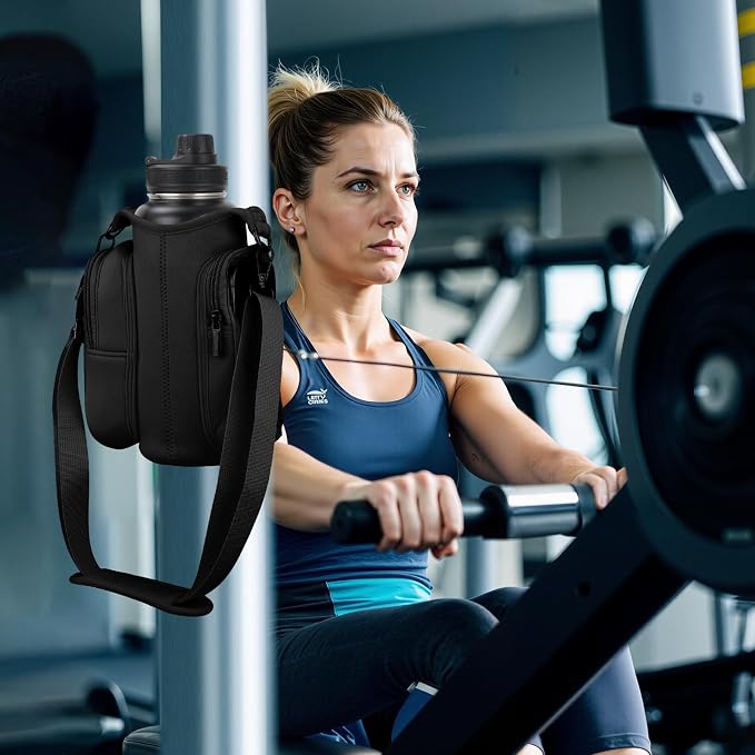 Magnetic Gym Bag Water Bottle Holder with Phone Pockets Shoulder Strap for Men Women