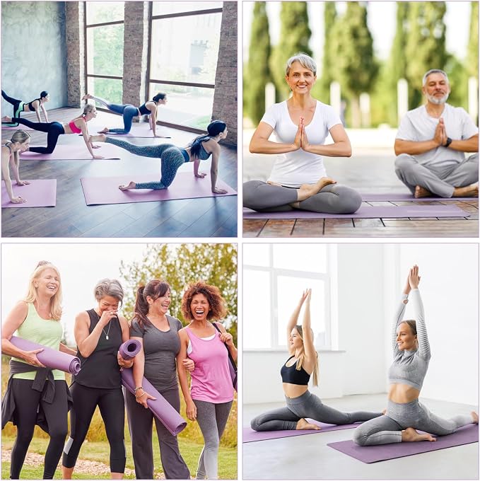Funtery 3 mm Thin Yoga Mats Bulk, 68 x 24 Inches Lightweight PVC Exercise Mats Non Slip Workout Fitness Pads for Yoga Pilates Stretching Classes Gym Home Studio