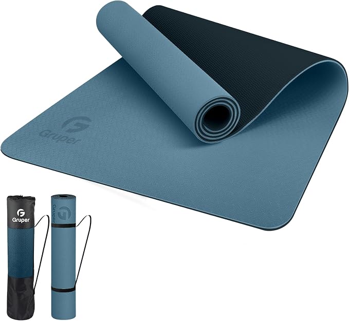 Gruper Yoga Mat Non Slip, Eco Friendly Fitness Exercise Mat with Carrying Strap,Pro Yoga Mats for Women,Workout Mats for Home, Pilates and Floor Exercises