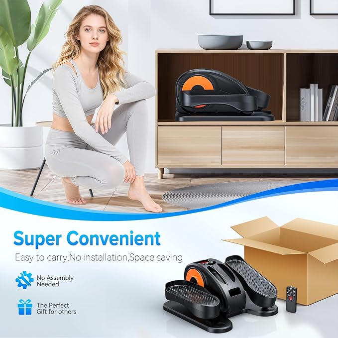 GUGTTR Under Desk Elliptical Machine, Electric Elliptical Leg Exerciser for Seniors Fully Assembled, Quiet & Portable Electric Seated Pedal Exerciser with Remote Control & 12 Adjustable Speeds