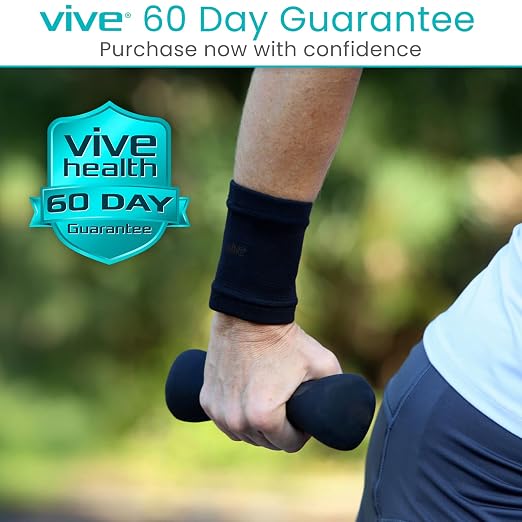 Vive Wrist Compression Sleeves for Women & Men (Pair) - Elastic Support | Wristband for Pain Relief & Circulation - Wrist Support for Carpal Tunnel, Arthritis, Tendonitis - Great for Sports Injury