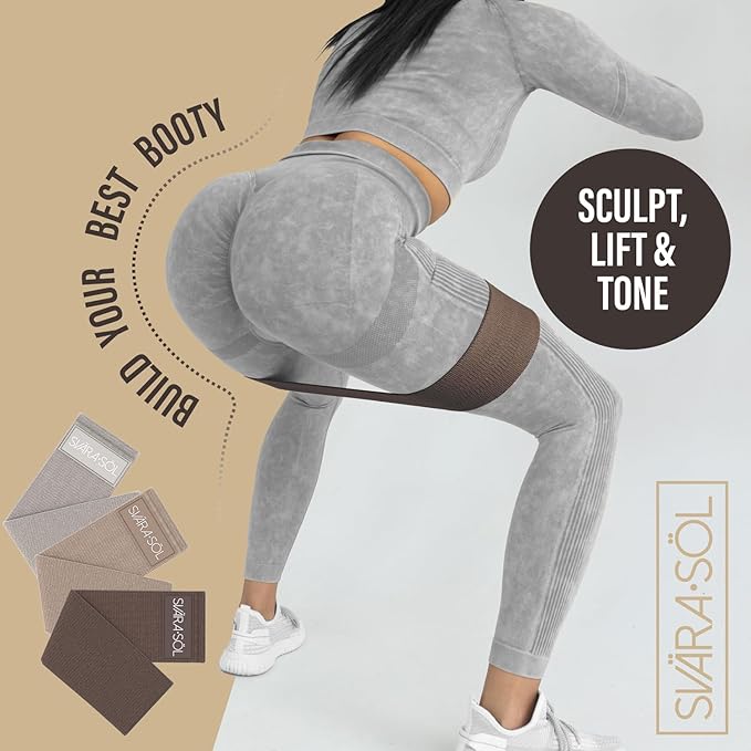 Fabric Resistance Bands Set of 3 for Legs, Glutes, Arms, Women Men Exercise | Heavy-Duty Fabric Bands for Squats, Hip Thrusts, Glute Bridges & Physical Therapy Fits Women and Men of All Fitness Levels
