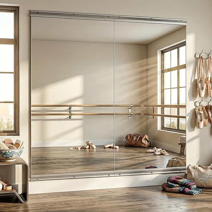 VooBang Home Gym Mirror 2 PCS 30"×55", Frameless Wall Mirror Full Length | Shatterproof Tempered Glass Large Body Mirror Hanging for Dancing Studio, Exercise, Fineness, Yoga
