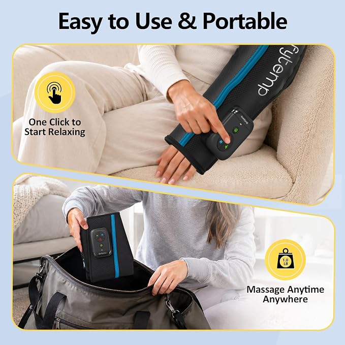 Comfytemp Air Compression Arm Massager for Circulation and Pain Relief, L | Recovery for Tennis Elbow, Edema, Portable Full-Arm Compression Sleeve, Ideal for Men Women (Fits Upper Arm 14"~17")