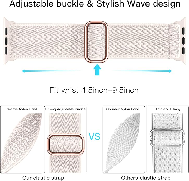 Lerobo Stretchy Nylon Solo Loop Band, Compatible with Apple Watch Series 11 10 9 8 7 6 5 4 3 SE3/2/1 Ultra3/2/1, Adjustable Strap for iwatch Band 44mm 45mm 46mm 49mm 42mm 40mm 41mm 38mm for Women Men