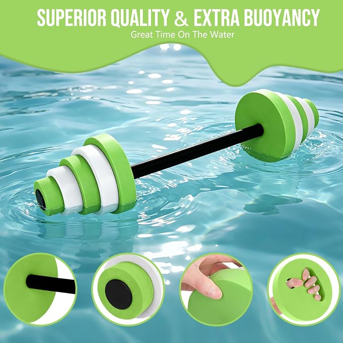 29.3’’Swimming Barbell Pool Dumbbell Swim Dumbbell with Water Exercise Discs High Density EVA Foam Aquatic Exercise Equipment