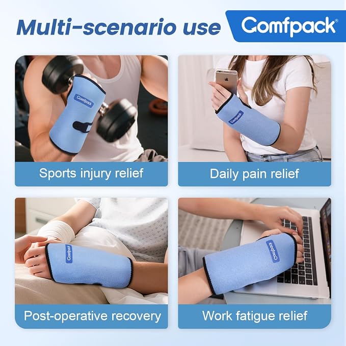 Wrist Ice Pack Wrap for Carpal Tunnel Relief with Gel Ice Pack | Hot Cold Compression Wrist Brace for Injuries, Rheumatoid, Tendinitis, Swelling, Surgery Recovery, Detachable Gel Inserts
