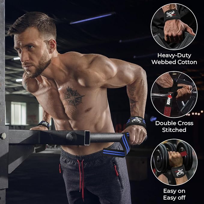 BEAST RAGE Lifting Wrist Straps for Weightlifting, Straps Gym Grip Power Workouts Lifting Straps Padded Neoprene & Premium Cotton Men Women, Deadlift Bodybuilding Exercise Lifting Straps