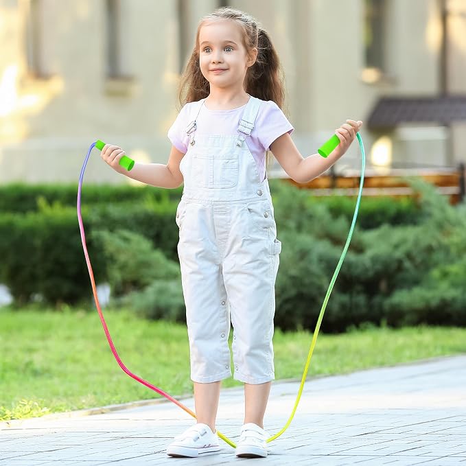 12 Pack Jump Rope, 7.55FT Nylon Skipping Rope for Kids School Activities | Adjustable Length, Gradient Skipping Rope, Plastic Handle Jump Rope, Playground Games, Party Favor, Home Exercise