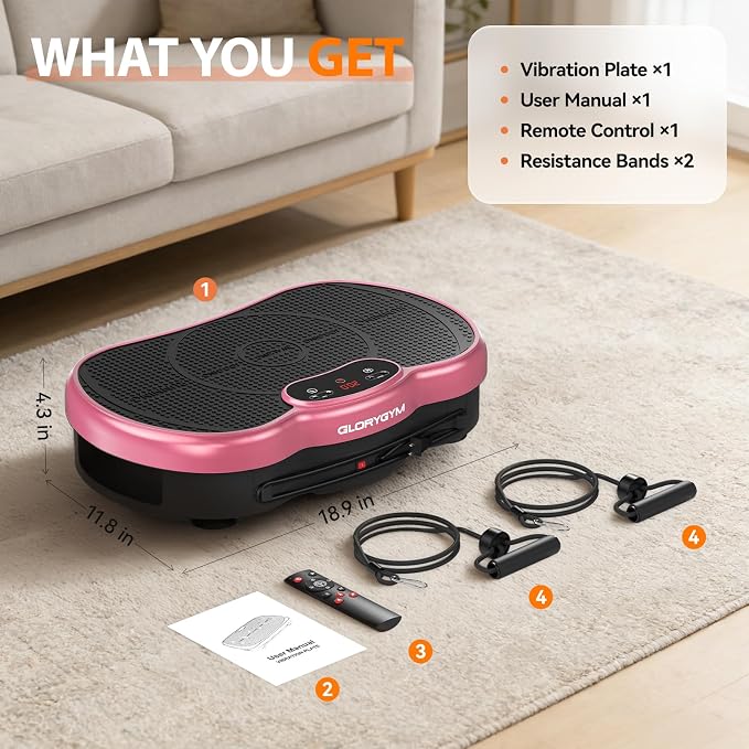 Vibration Plate Exercise Machine for Body Shaker Machine & Weight Loss, Shake Plate with Resistance Bands, 120 Speed Levels, Remote Control, Full Body Workout, Compact Home Gym Equipment
