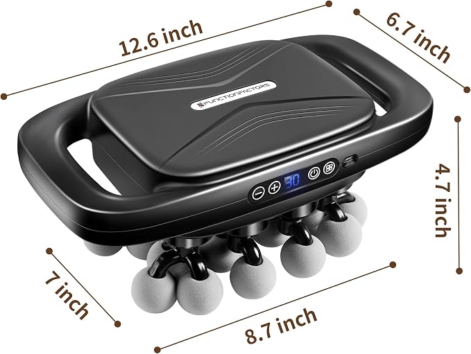 20 Head Massage Gun Deep Tissue, Percussion Muscle Massager for Back Pain | 3 Modes, 30 Intensities, 12mm Stroke, Quiet Brushless Motor, USB-C, Wide Coverage for Back/Neck/Shoulders/Legs
