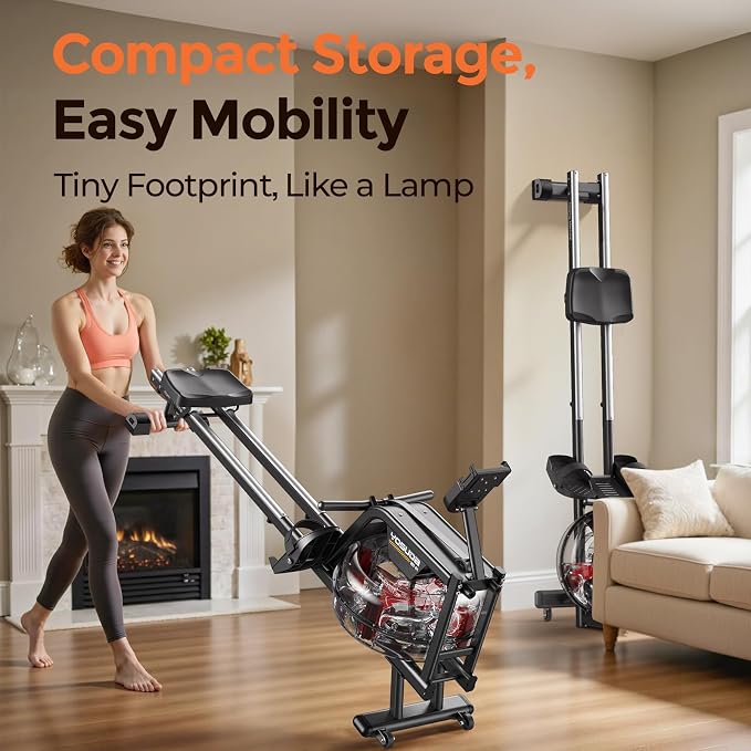YOSUDA Rowing Machine for Home, Magnetic Rower Machine for Beginners to Athletes, Use with Resistance Adjustment Function, Bluetooth, App Supported, LCD Monitor, and Comfortable Seat Cushion