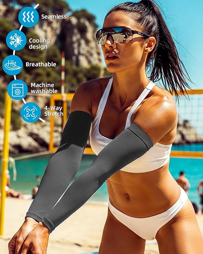 BHYTAKI Cooling Compression Arm Sleeves for Men Women,UPF50 UV Sun Protection Sleeves for Work Sport Tattoo Cover Up