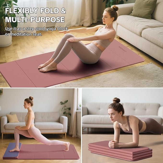 7-Fold Yoga Mat 70"x24" - 1/2 Inch Thick | Folding Exercise Mat, Compact Non-Slip TPE Mat, For Travel, Storage, Yoga & Home Gym, Lightweight & Portable