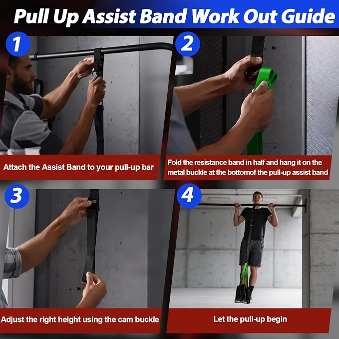 LEEKEY Pull Up Assistance Bands,Muit Levels Resistance Bands for Senior/Adults,Exercise Bands with Door Anchor, Strength Bands for Fitness Training, Physical Therapy,Home Gym Workouts
