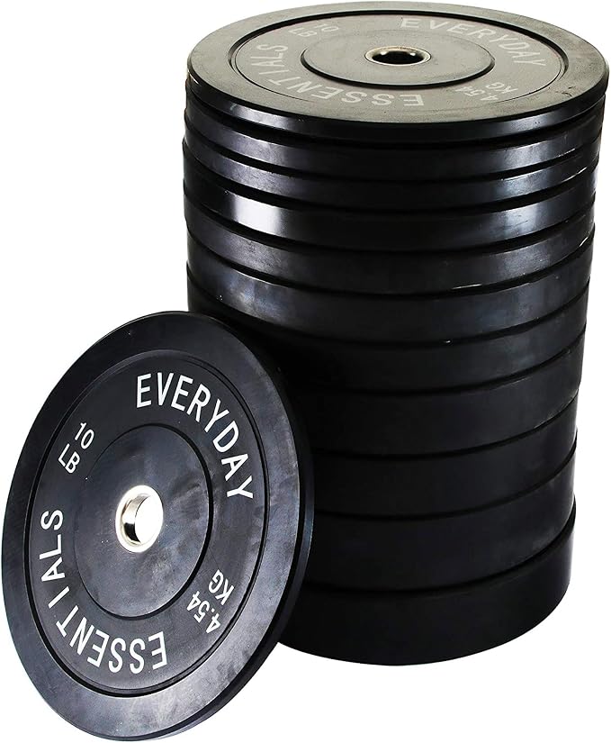 BalanceFrom Olympic Rubber Bumper Weight Plate Set with Steel Hub Inserts – 2-Inch Hole Plates for Strength Training, Powerlifting, and Weightlifting at Home, Garage, or Commercial Gym