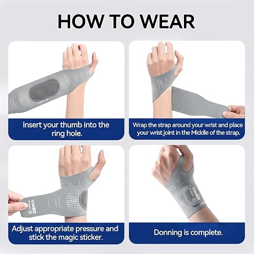 Ultra-Thin Wrist Brace Support for Carpal Tunnel, Grey | Wrist Brace for TFCC Tears, Elastic Wrist Wraps for Weightlifting, Typing, Gym, Day Night Wrist Support for Tendonitis, DRUJ