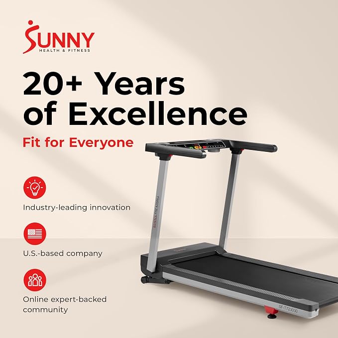 Sunny Health & Fitness Fully Assembled Auto Incline Treadmill for Home Gym
