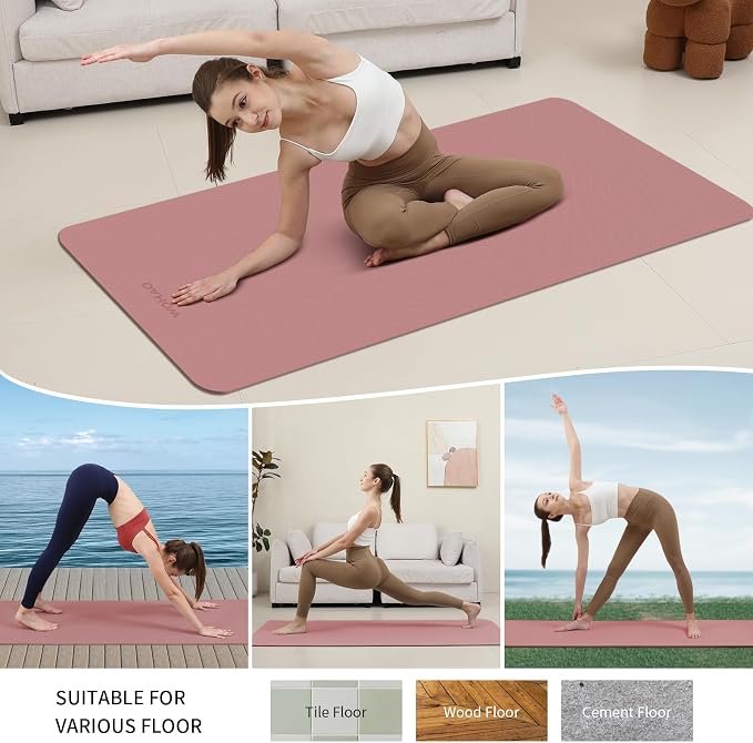 Extra Wide & Thick 8mm Yoga Mat, 72"x31.5" | Large Non Slip Exercise Mat, Premium POE Material, Superior Cushioning & Stability, With Strap for Home Gym, Pilates