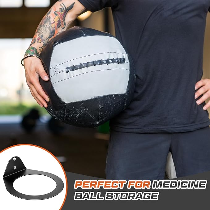 Gisafai Wall Mounted Medicine Ball Holder, Heavy Duty Slam Ball Storage Rack with Installation Accessories, 8.9 Inch Inner Diameter, 88 Lbs Load Capacity for Home Garage Gym Commercial Sports