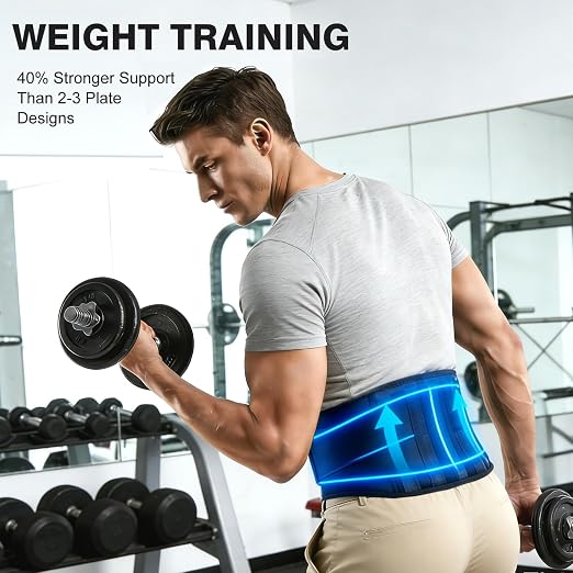 Back Brace for Men Lower Back Pain, Work Lumbar Support Belt | Wide Back Support Belt, 5 Removable Metal Stays, Breathable Support for Work & Lifting, Sciatica & Disc Relief (L:37"-41")